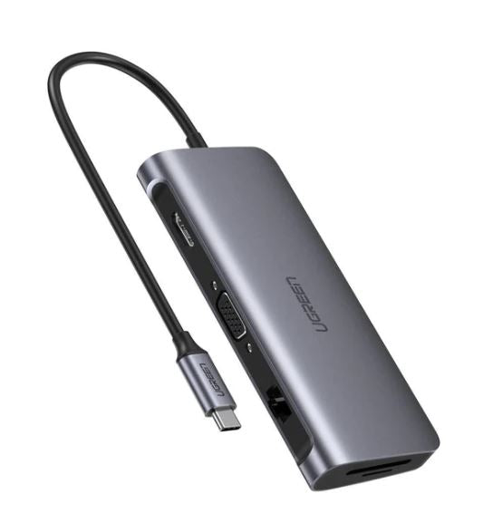 Ugreen CM179 40873 9in1 USB-C to 3*USB 3.0 A+HDMI+VGA+RJ45 +SD/TF+PD Converter