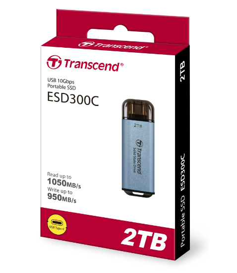 Transcend ESD300C 10Gbps Type C USB Portable SSD | 256GB, 512GB, 1TB, 2TB | USB Flash Drive | Type C | Transcend Portable SSD | Type-C Portable SSD - Transcend Type C ESD300 Portable SSD