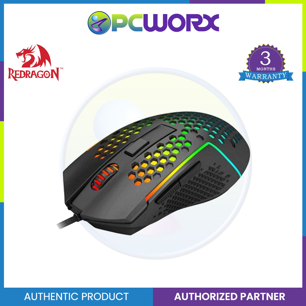 Redragon M987-K Lightweight 55g Honeycomb Gaming Mouse RGB Backlit Wired 6 Buttons Programmable