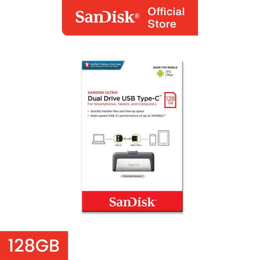 Sandisk SDDDC2 128GB Ultra Dual Drive OTG Type C USB 3.1  Connector
