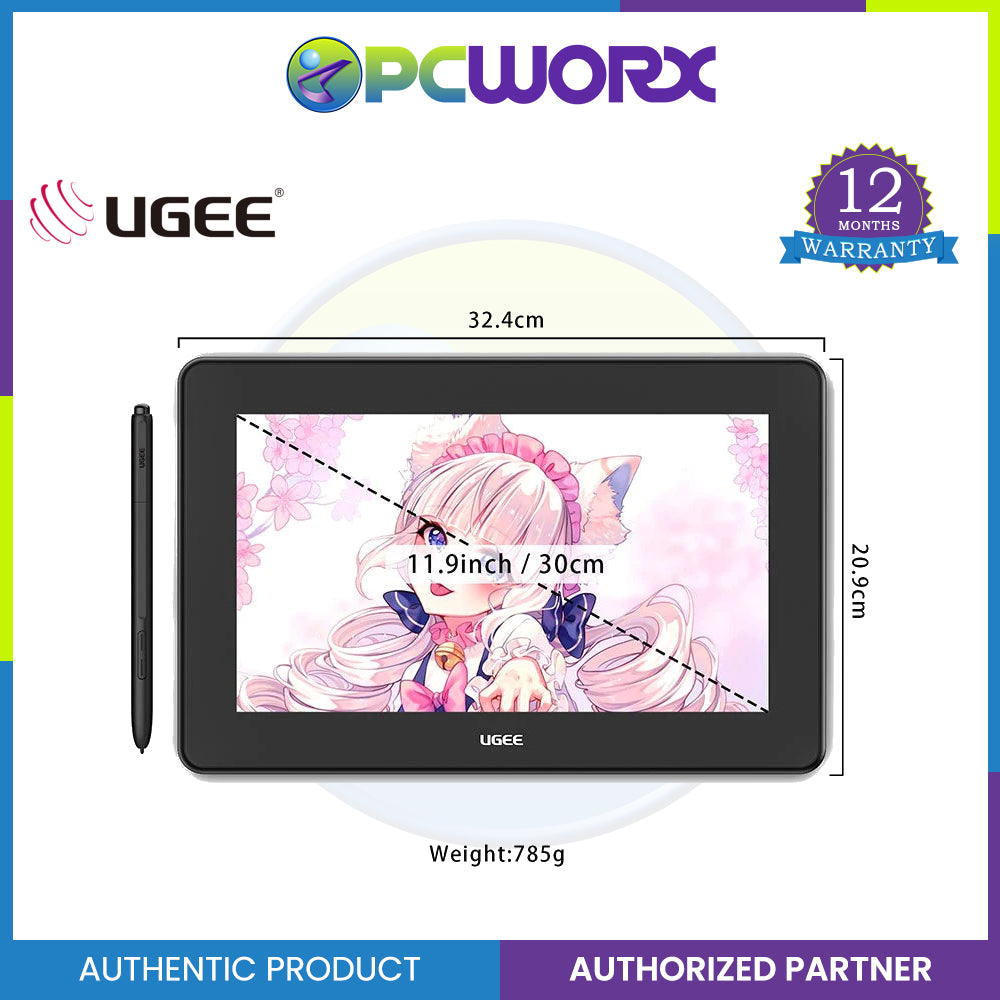 Ugee U-Series U1200, 263.2 x 148.1 mm, Stylus & other accessories included - Drawing Monitor
