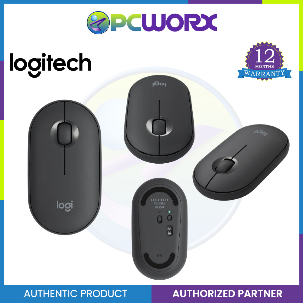 Logitech M350 Pebble Wireless Mouse,Bluetooth or 2.4 GHz with USB Mini-Receiver,Silent, Slim,PC/MAC