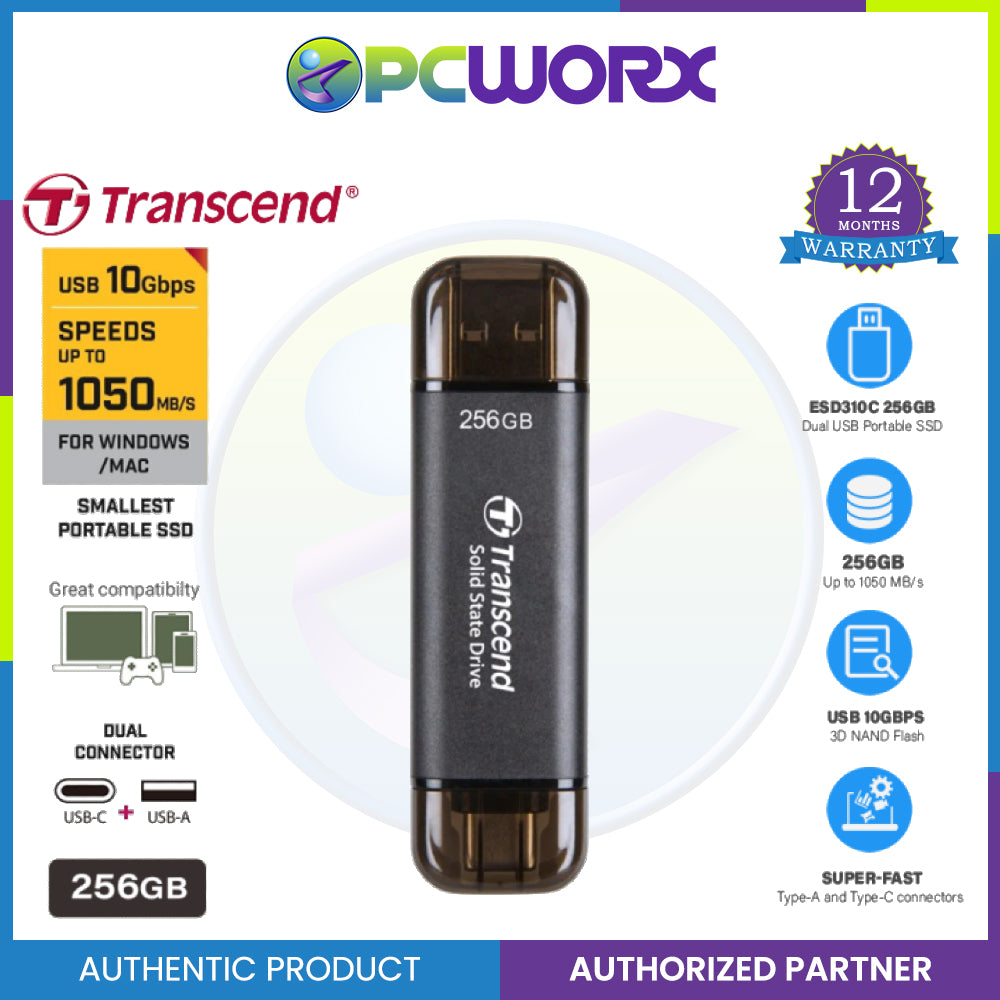 Transcend ESD310C 256GB / 512GB / 1TB / 2TB Portable SSD USB-A and USB-C