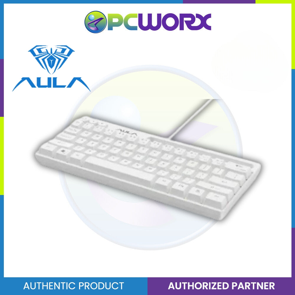 Aula F3061 Membrane Keyboard White | RGB TKL Wired Silicone Keyboard (White)