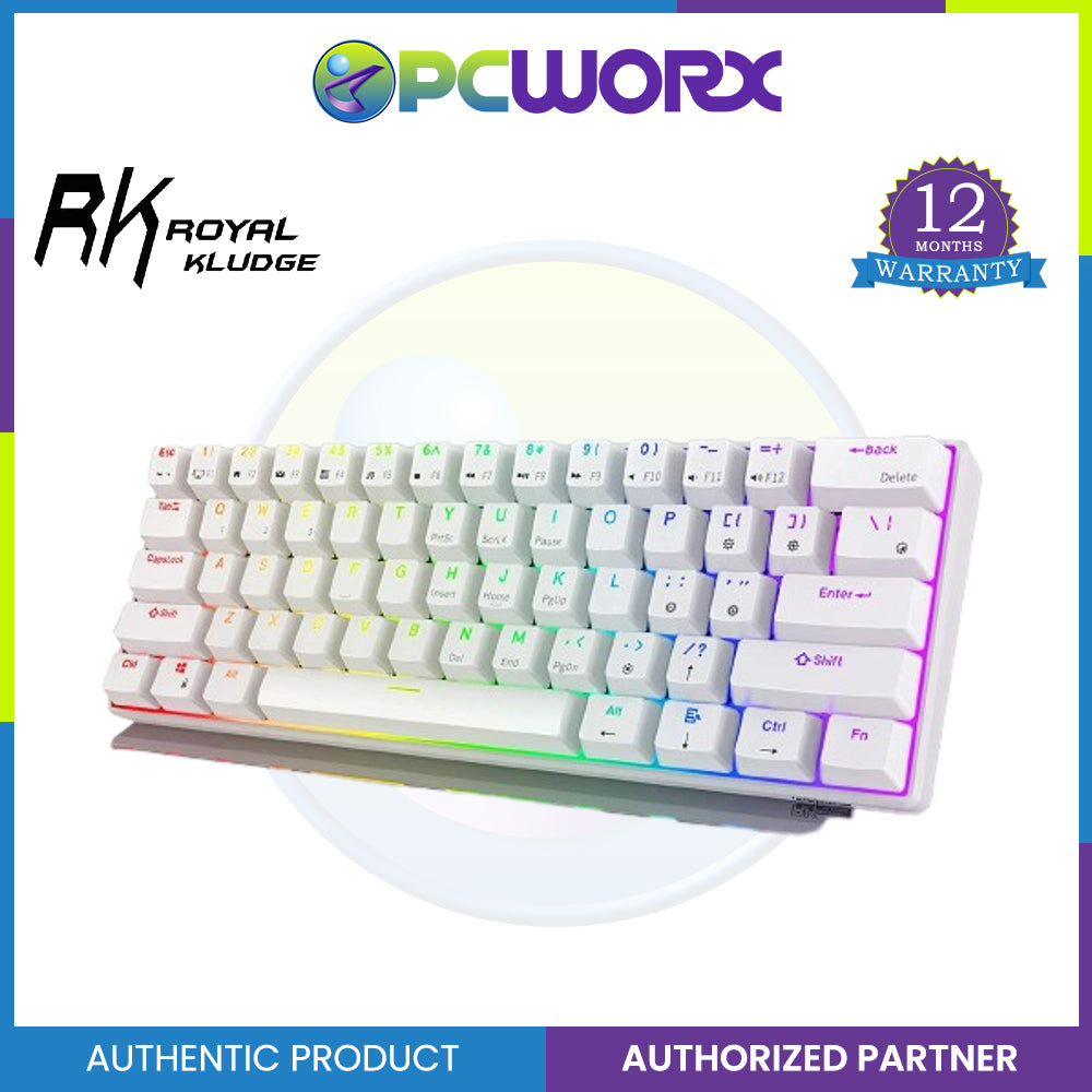 Royal Kludge RK61 Wired 60% - Tri-Mode Mechanical Keyboard RGB Backlit Ultra-Compact Hot-Swappable