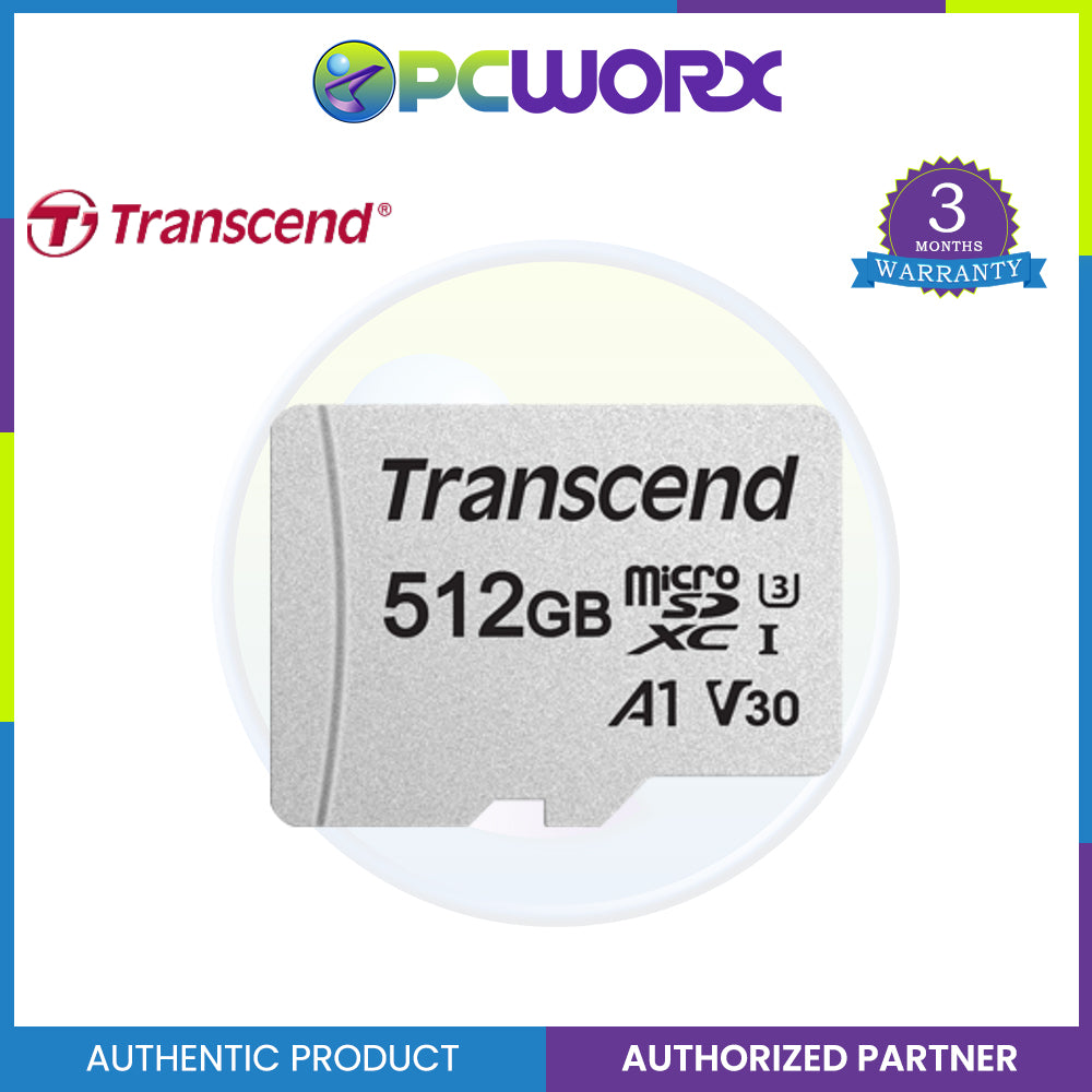 Transcend TS512GUSD300S-A 512GB microSDXC Class 10 UHS-1 U3 A1 V30 ...