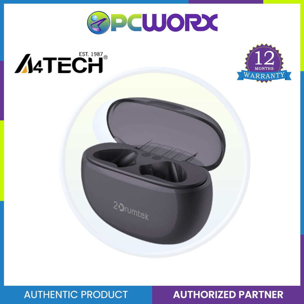 A4tech B20 2Drumtek True Wireless Earphone Ash Grey Bluetooth  v5.2 Wireless Earphone