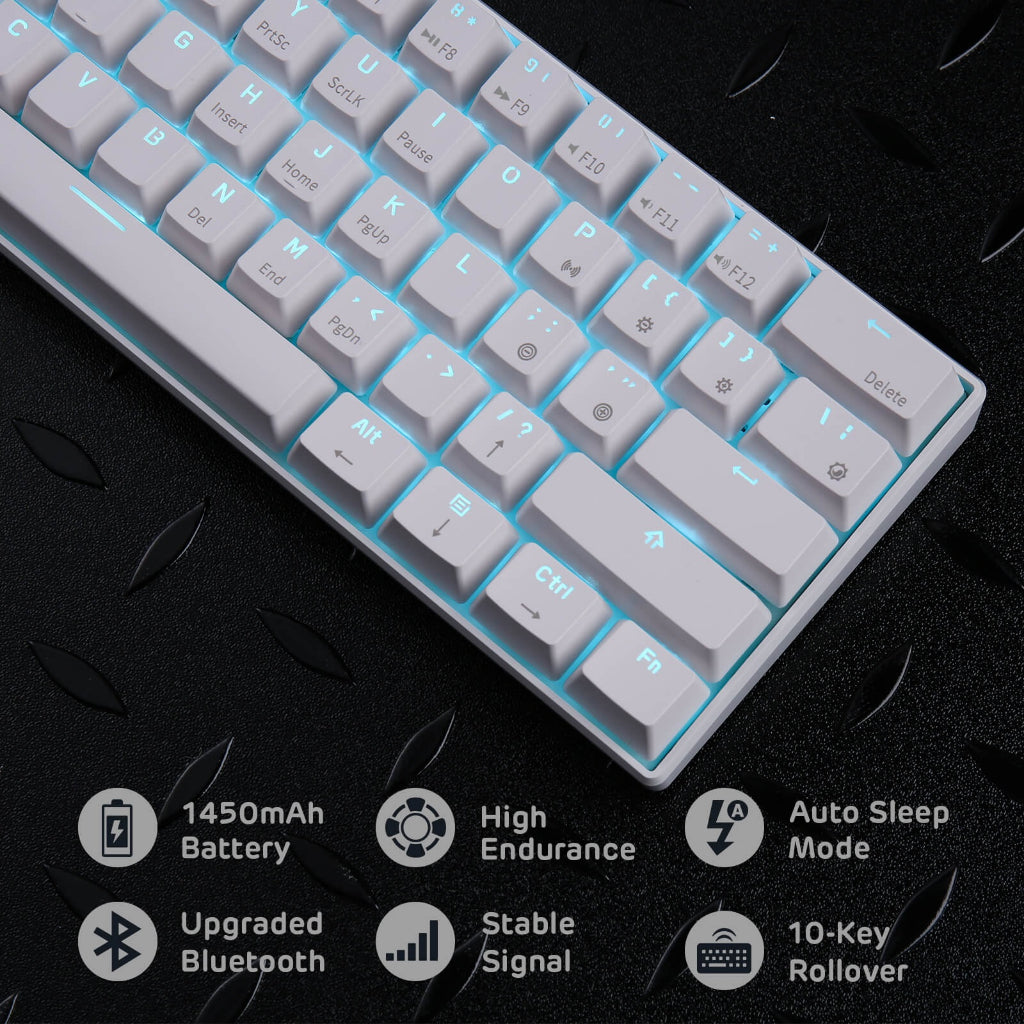 Royal Kludge RK61 Wired 60% - Tri-Mode Mechanical Keyboard RGB Backlit Ultra-Compact Hot-Swappable