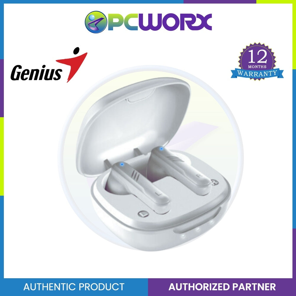 Genius HS-M905 Bluetooth 5.3 Earbuds (White | Light Purple) Bluetooth 5.3 | 3.7 V / 40 mAh