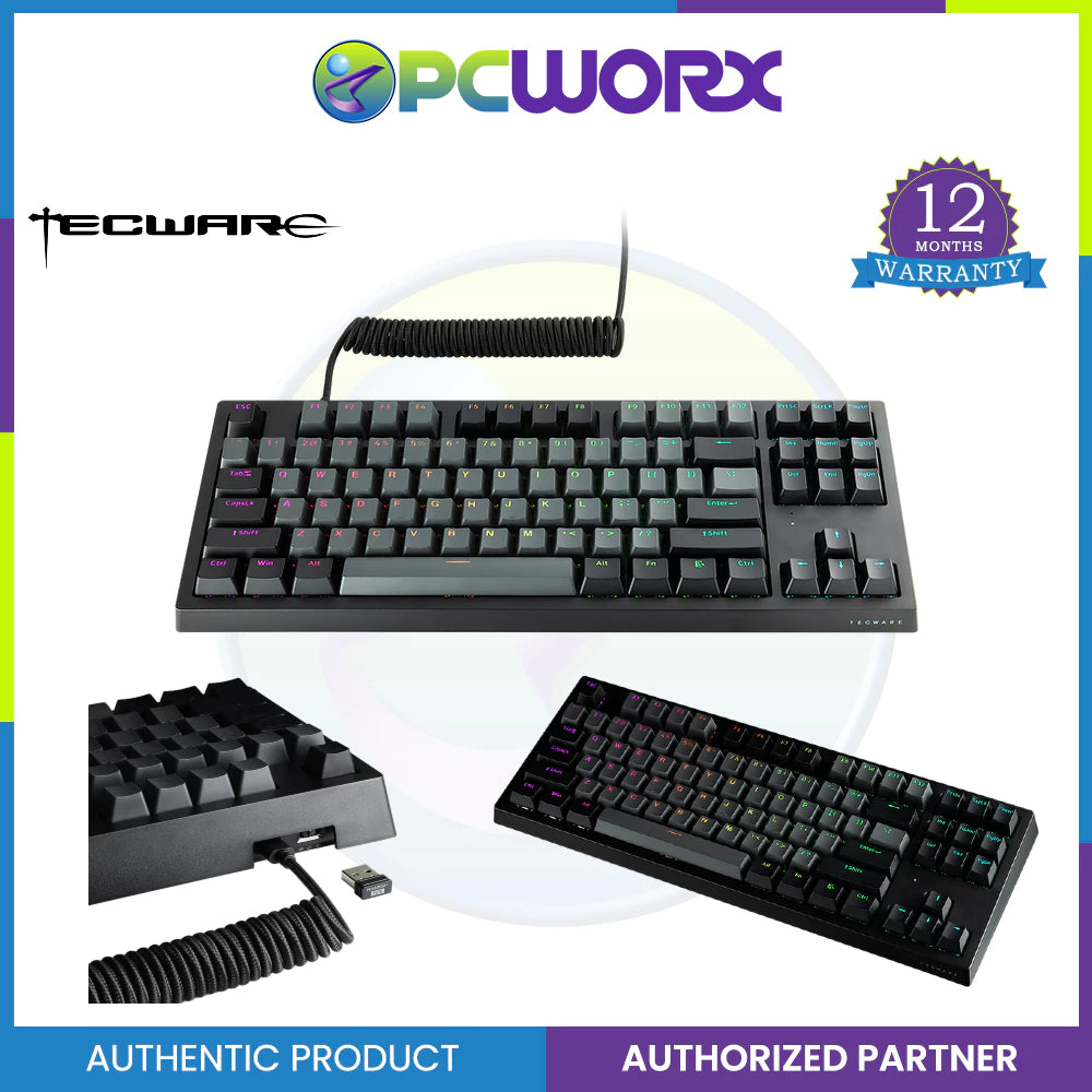 Tecware Phantom+ Elite 87-Keys RGB 3-Mode Mechanical Keyboard - White / Black