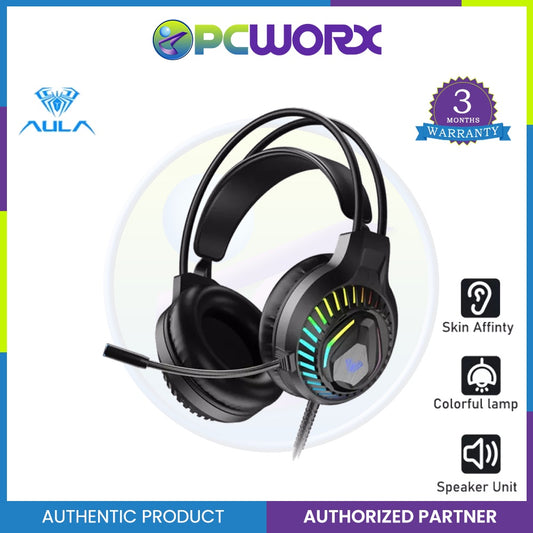 AULA S605 Gaming Headset Computer Headphone 360°Microphone Noise reduction Colorful Breathing Light