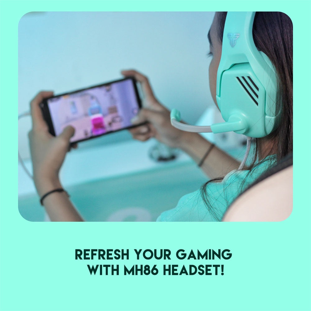 Fantech Valor MH86 Multi Platform Gaming Headset Foldable Microphone Adjustable Headband Mint Green