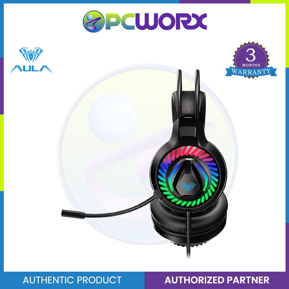 AULA S605 Gaming Headset Computer Headphone 360°Microphone Noise reduction Colorful Breathing Light