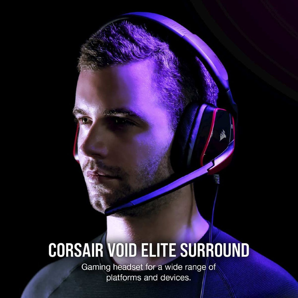 Corsair VOID ELITE SURROUND Premium Gaming Headset with 7.1 Surround Sound —Cherry CS-CA-9011206-AP