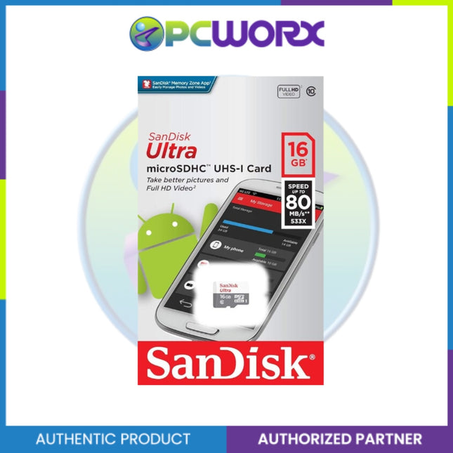 Sandisk SDSQUNS-016G-GN3MN 16gb MicroSD - Main Image