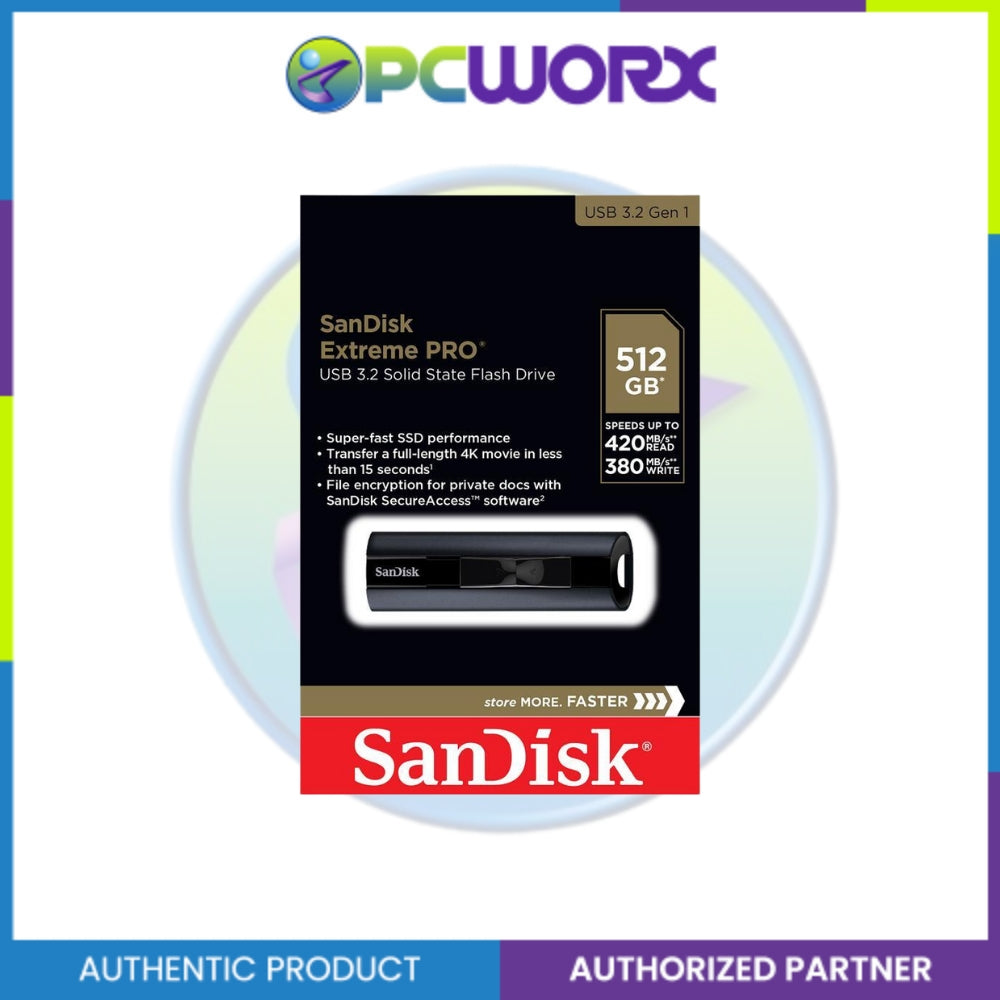 SANDISK SDCZ880-512G-G46 512GB Extreme PRO USB 3.2 Solid State Flash Drive Black