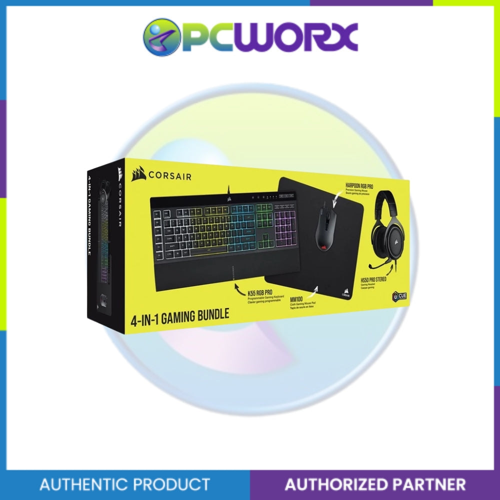 Corsair CS-CH-9226A65-NA [K55 RGB PRO, HS50 PRO, HARPOON RGB PRO, MM100]  4-in-1