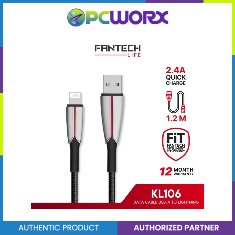 Fantech KL106 Iphone USB A to Lightning Data Cable Silver