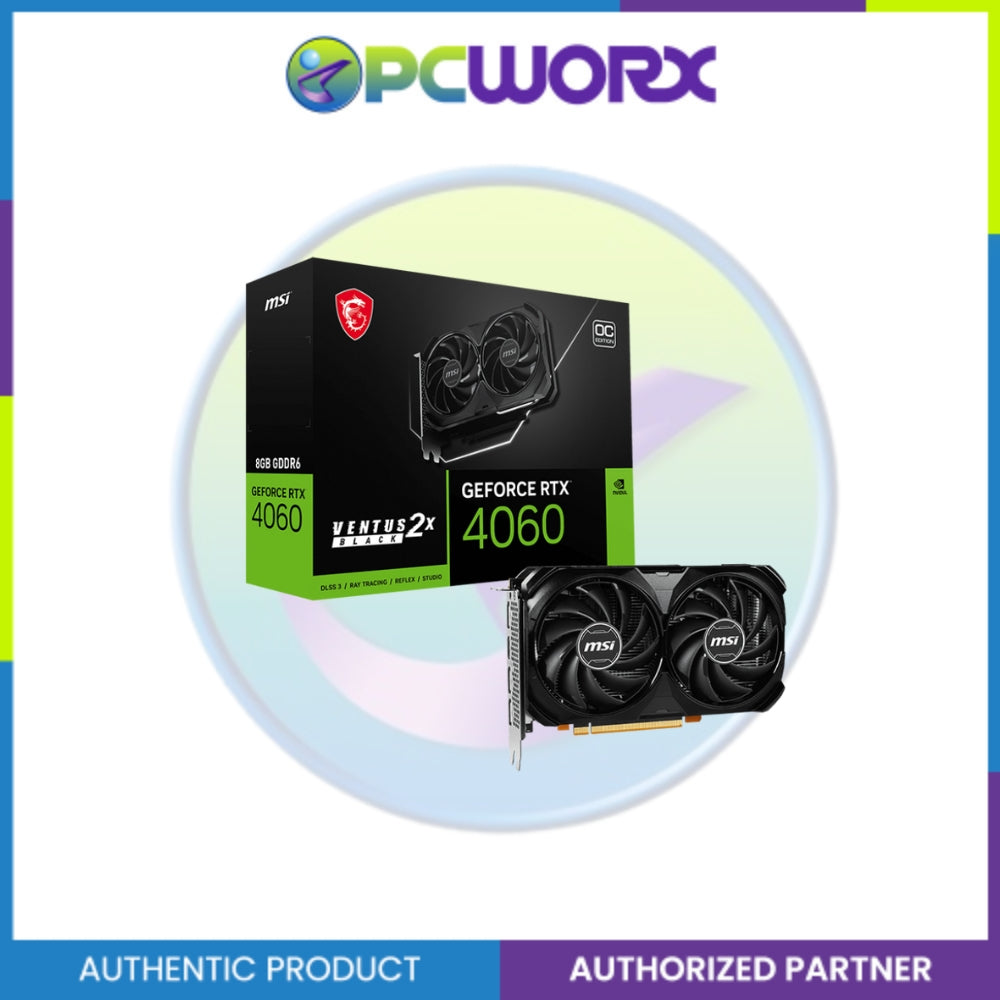 MSI NVIDIA® GeForce RTX™4060 VENTUS 2X BLACK 8G OC PCIe Gen4x8 17Gbps 128-bit Graphics Ca