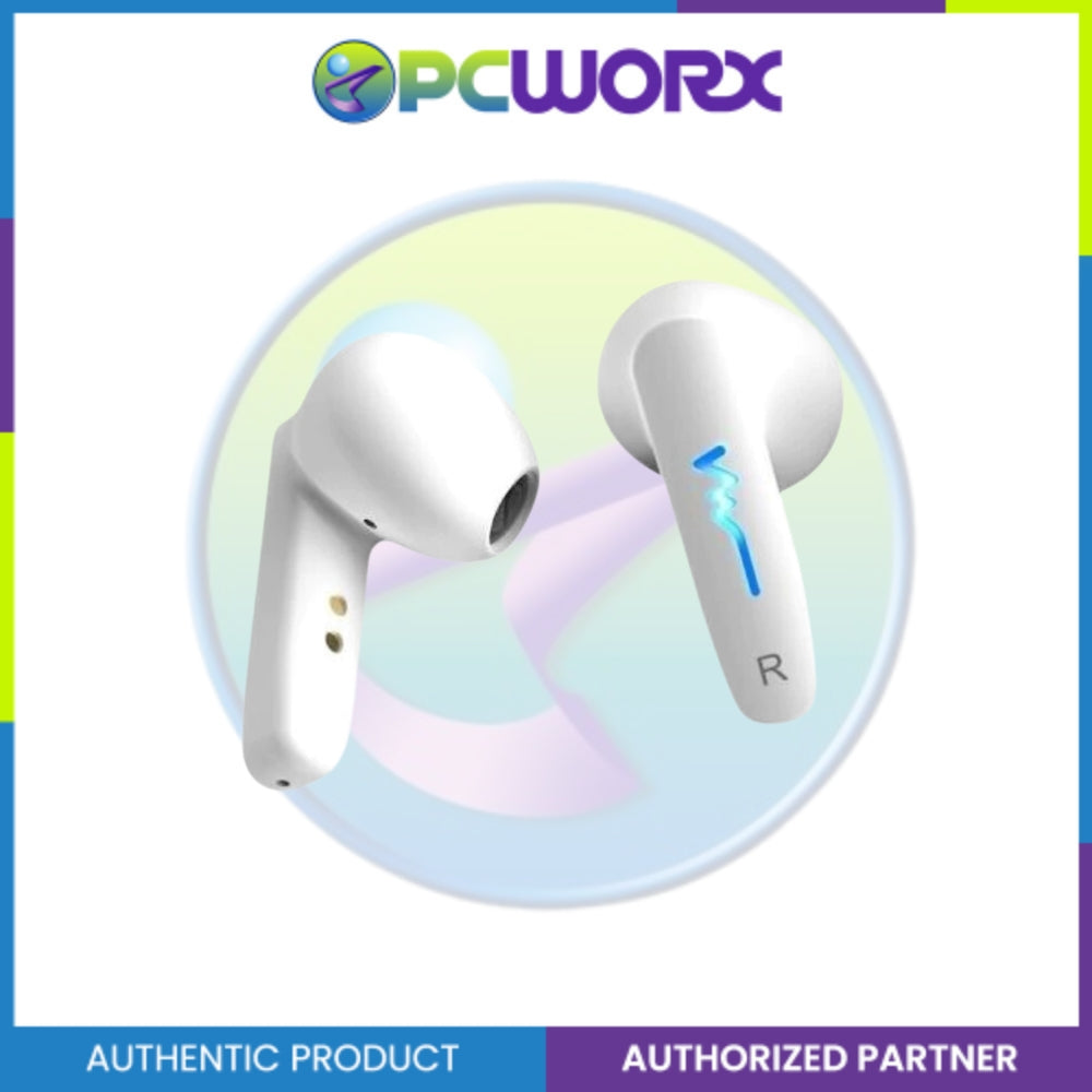 Genius HS-M920 Bluetooth 5.0 Earbuds with LED light Noise Reduction White