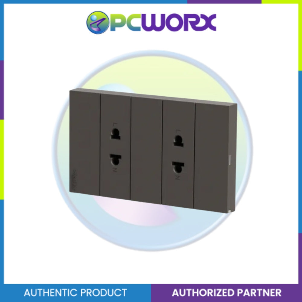 Schneider A70426US_BK Outlet 16A 250V~ 2G 2Pin Uni Skt, BK