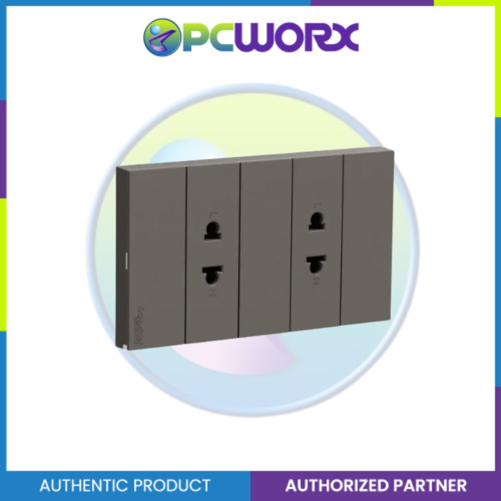 Schneider A70426US_BK Outlet 16A 250V~ 2G 2Pin Uni Skt, BK