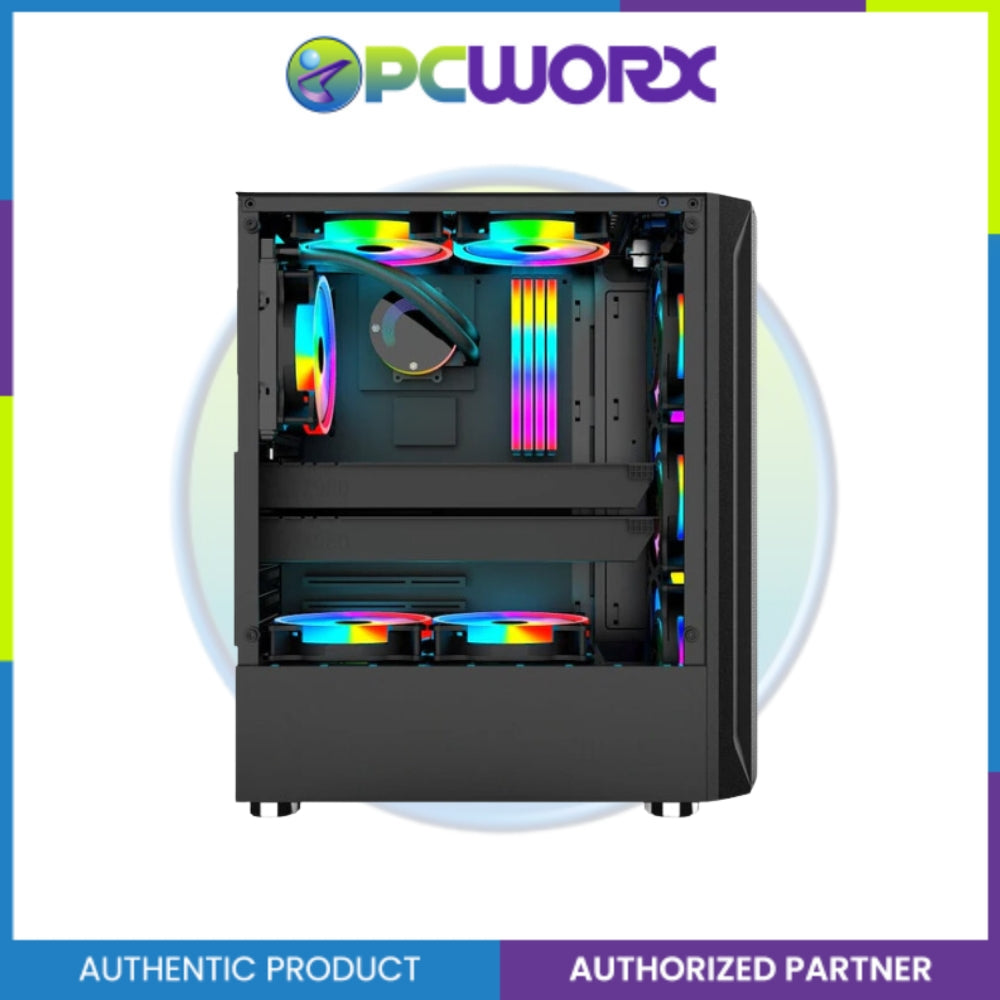 COOLMAN AURORA m-ATX + 3 RGB Fans Gaming PC Chasis - Black
