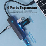 Vention TGPBB  5in1 USB-C Hub 3.0x3/RJ45 Micro B 0.15M Black