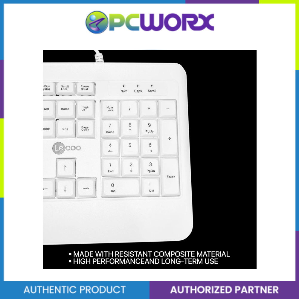 Lecoo CM104 Combo Wired Keyboard and Mouse White