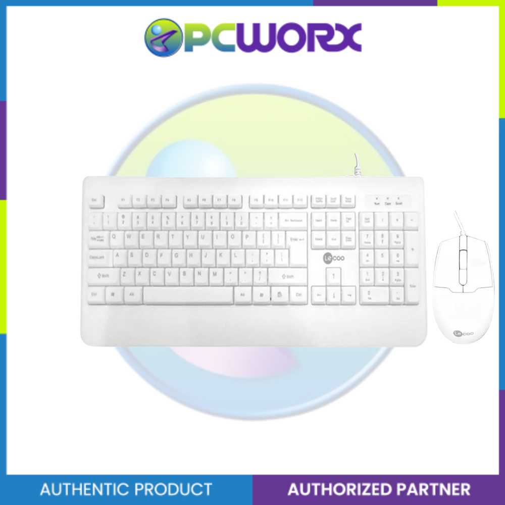 Lecoo CM104 Combo Wired Keyboard and Mouse White