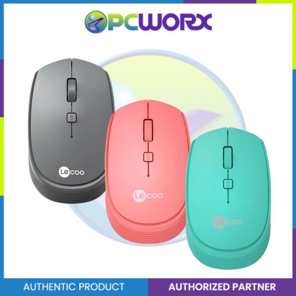 Lecoo WS202 Wireless Mouse Grey/Pink/Cyan