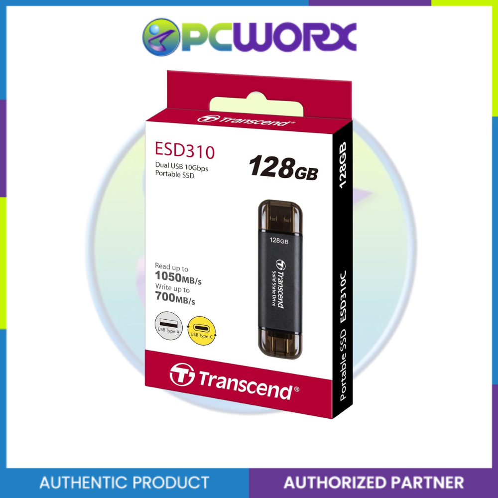 Transcend TS128GESD310C 128GB USB 10Gbps Type C/A External SSD Black