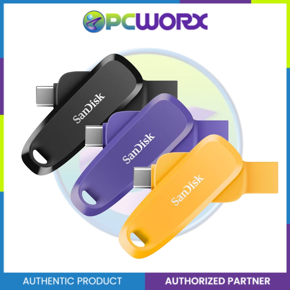 SanDisk SDDDC6-064G-G46 64GB Type-C OTG USB 3.2 Swivel Design Black/Purple Opulence/Yellow Daffodi