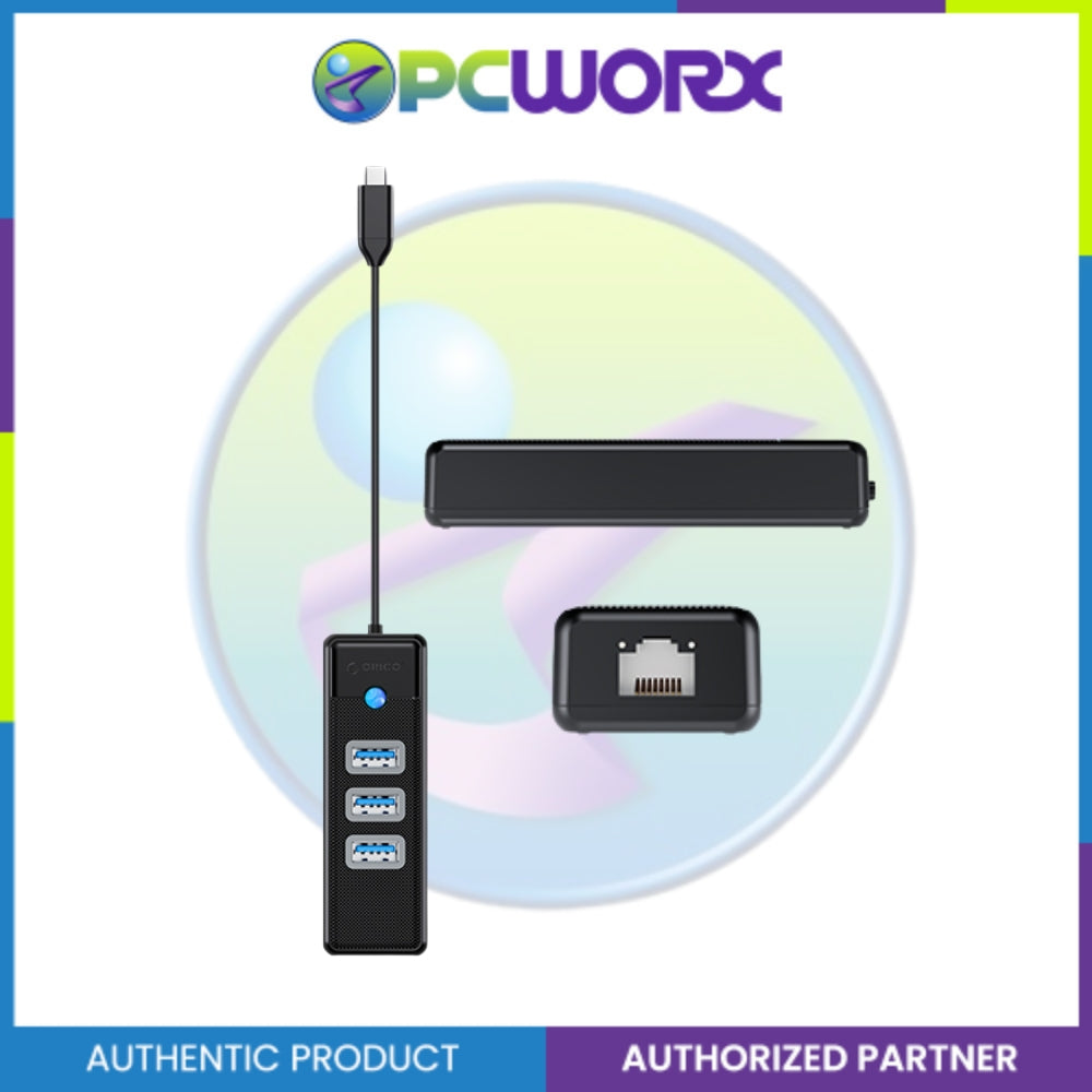 Orico PW3UR-C3-015-BK-EP Type C 4port USB 3.0 Hub with 1000Mbps RJ45