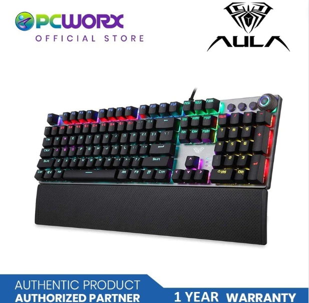 Aula F2088 Mechanical Keyboard Wired with Wrist Rest White I QWERTY KEYBOARD I FULL SIZE KEYBOARD I MECHANICAL KEYBOARD