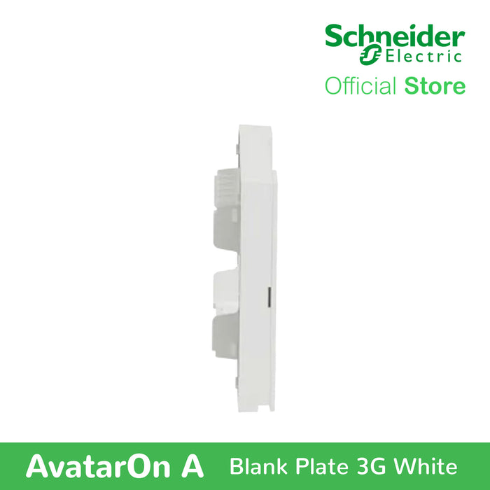 Schneider AvatarOn A 3 gangs Blank Plate - WHITE M3T03-WE