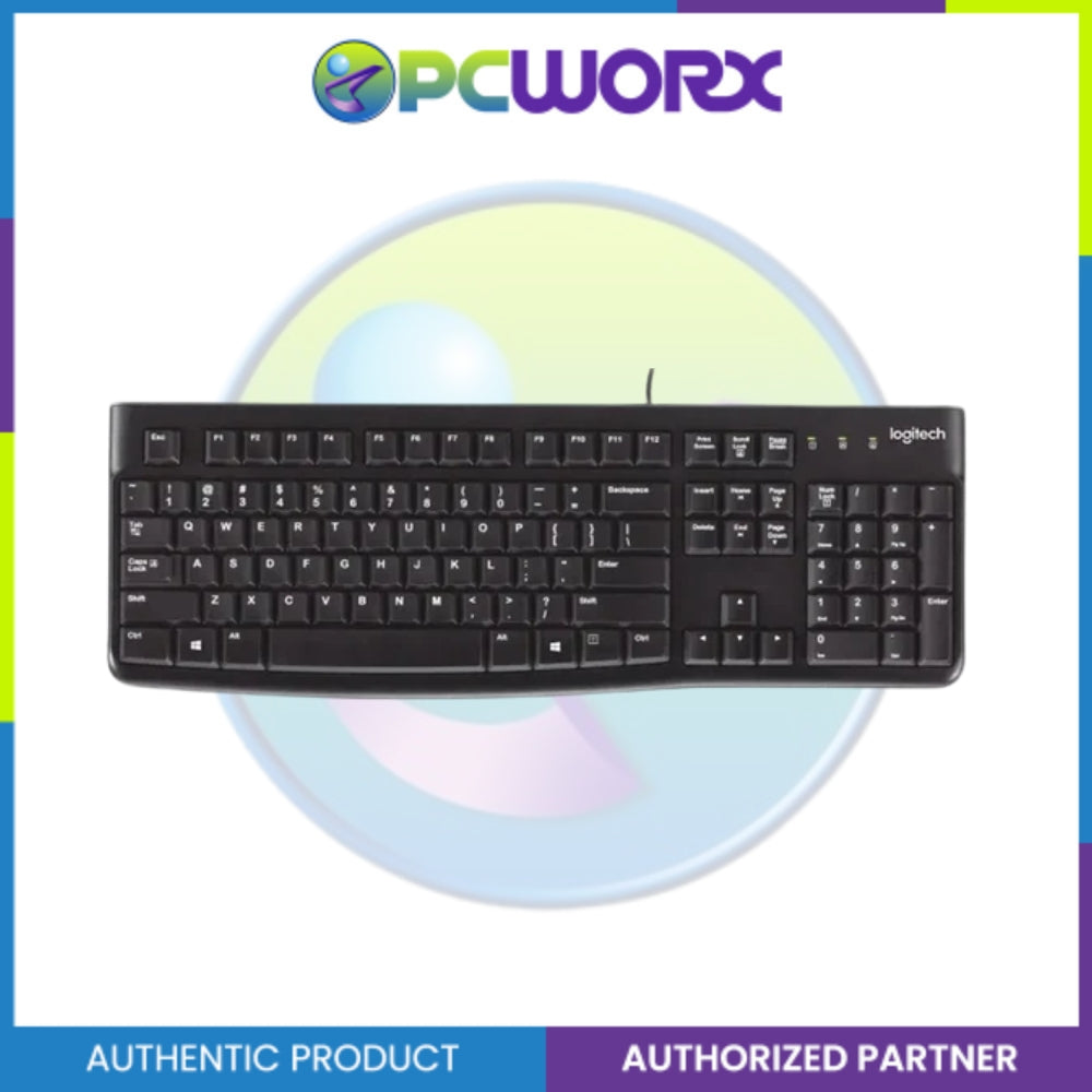 Logitech K120 Wired Keyboard, Full-Size, Spill Resistant, Curved Space Bar PC/Laptop