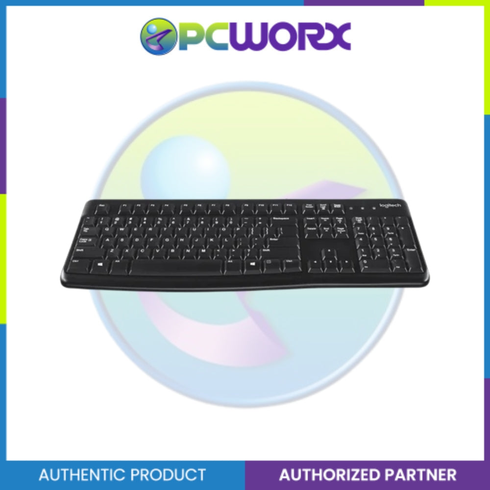Logitech K120 Wired Keyboard, Full-Size, Spill Resistant, Curved Space Bar PC/Laptop