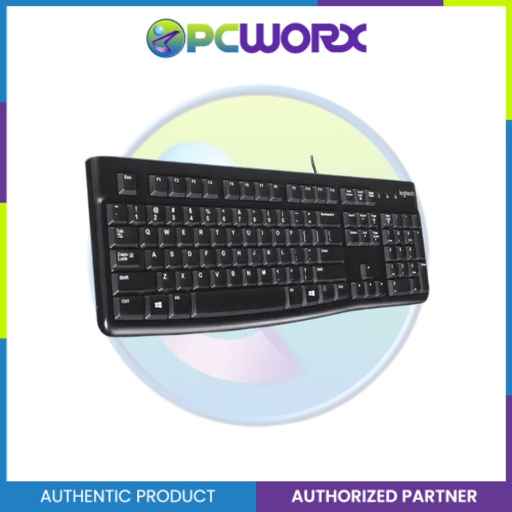 Logitech K120 Wired Keyboard, Full-Size, Spill Resistant, Curved Space Bar PC/Laptop