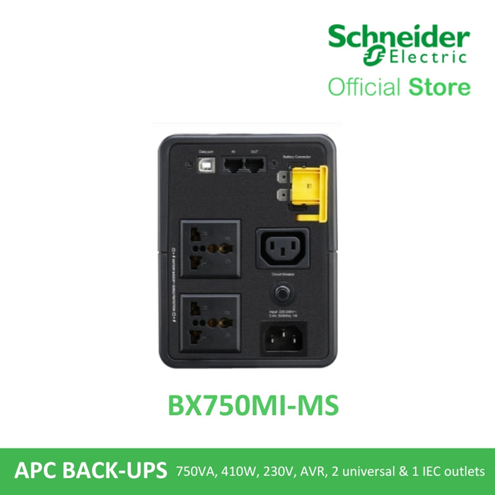 APC Back-UPS (BX750MI-MS) 750VA, 230V, AVR, Universal Sockets | APC UPS