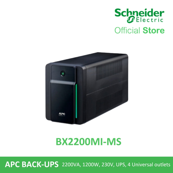 APC BX2200MI-MS Back-UPS 2200VA/1200W, 230V, AVR, Universal Sockets | APC UPS