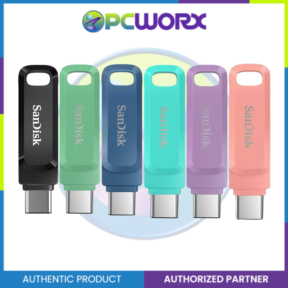 SanDisk 128GB Ultra Dual Drive Go USB Type-C Flash Drive Black Green Lavander Peach Blue