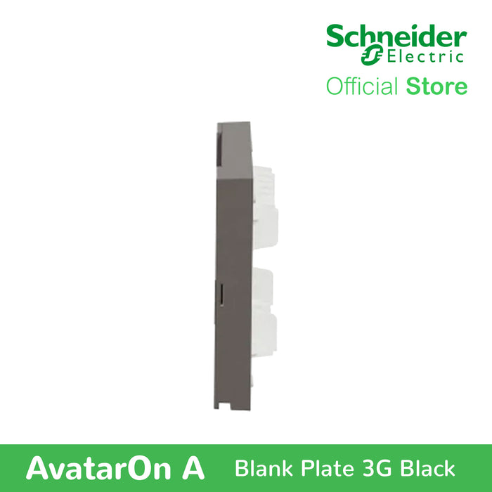 Schneider AvatarOn A 3 gangs Blank Plate - BLACK M3T03-BK