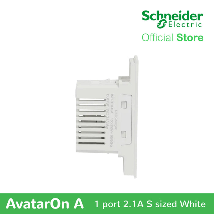 Schneider AvatarOn A 1 USB port 5 V AC-DC USB Charger Outlet - WHITE M3T-USB-WE