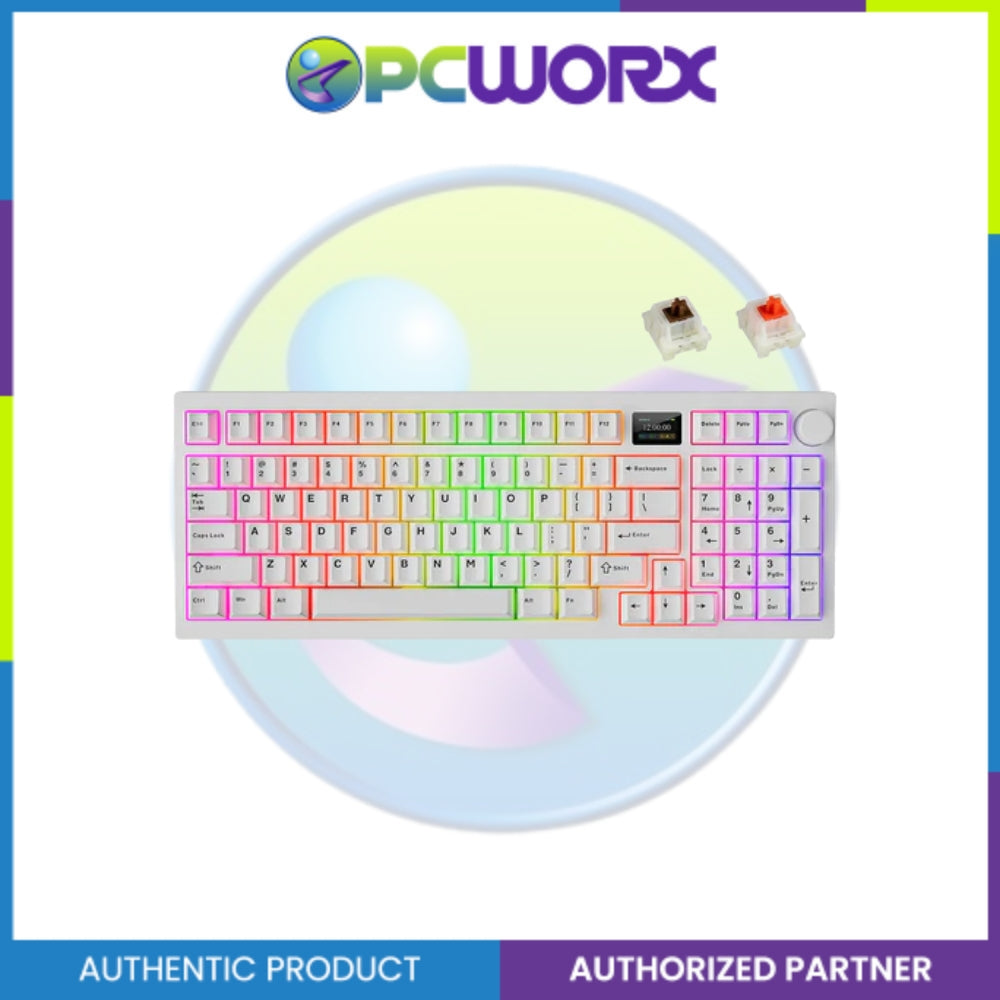 Tecware Spectre 96 White LCD 3-mode Wireless Mechanical Keyboard Candy Red 48g