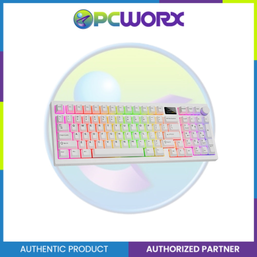 Tecware Spectre 96 White LCD 3-mode Wireless Mechanical Keyboard Candy Red 48g