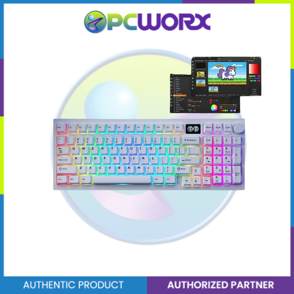 Tecware Spectre 96 White LCD 3-mode Wireless Mechanical Keyboard Candy Red 48g