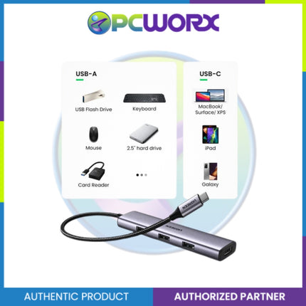 Ugreen CM473/20841 4in1 USB-C 3.0 To 4Ports USB 3.0 Hub 20CM Gray