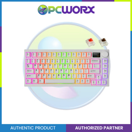 Tecware Spectre 75 White LCD 3-mode Wireless Mechanical Keyboard Cocoa Brown 55g