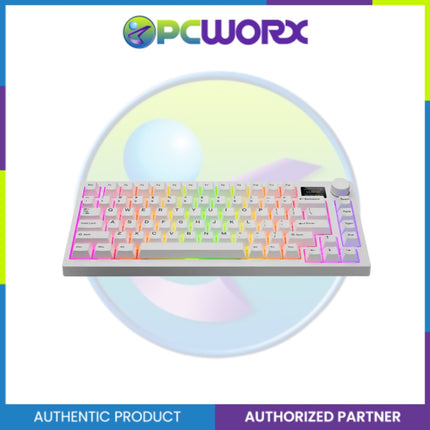 Tecware Spectre 75 White LCD 3-mode Wireless Mechanical Keyboard Cocoa Brown 55g